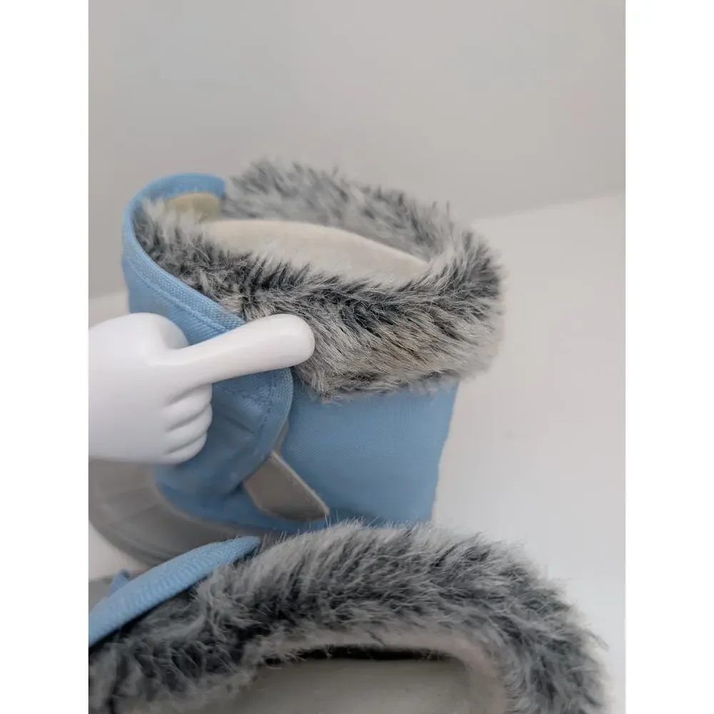 Toddler Kids Blue Grey Snow Boots Outdoor Ankle Winter Boot Size US 8 T